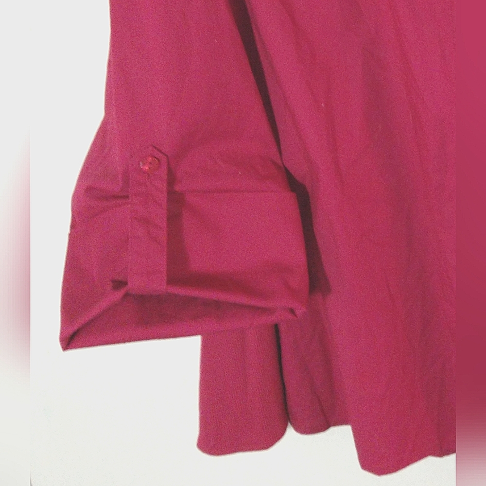 JMS Just My Size Women's Plus Size 3XG Dark Pink/Fuchsia Button Up Shirt Long Sl - Picture 5 of 10